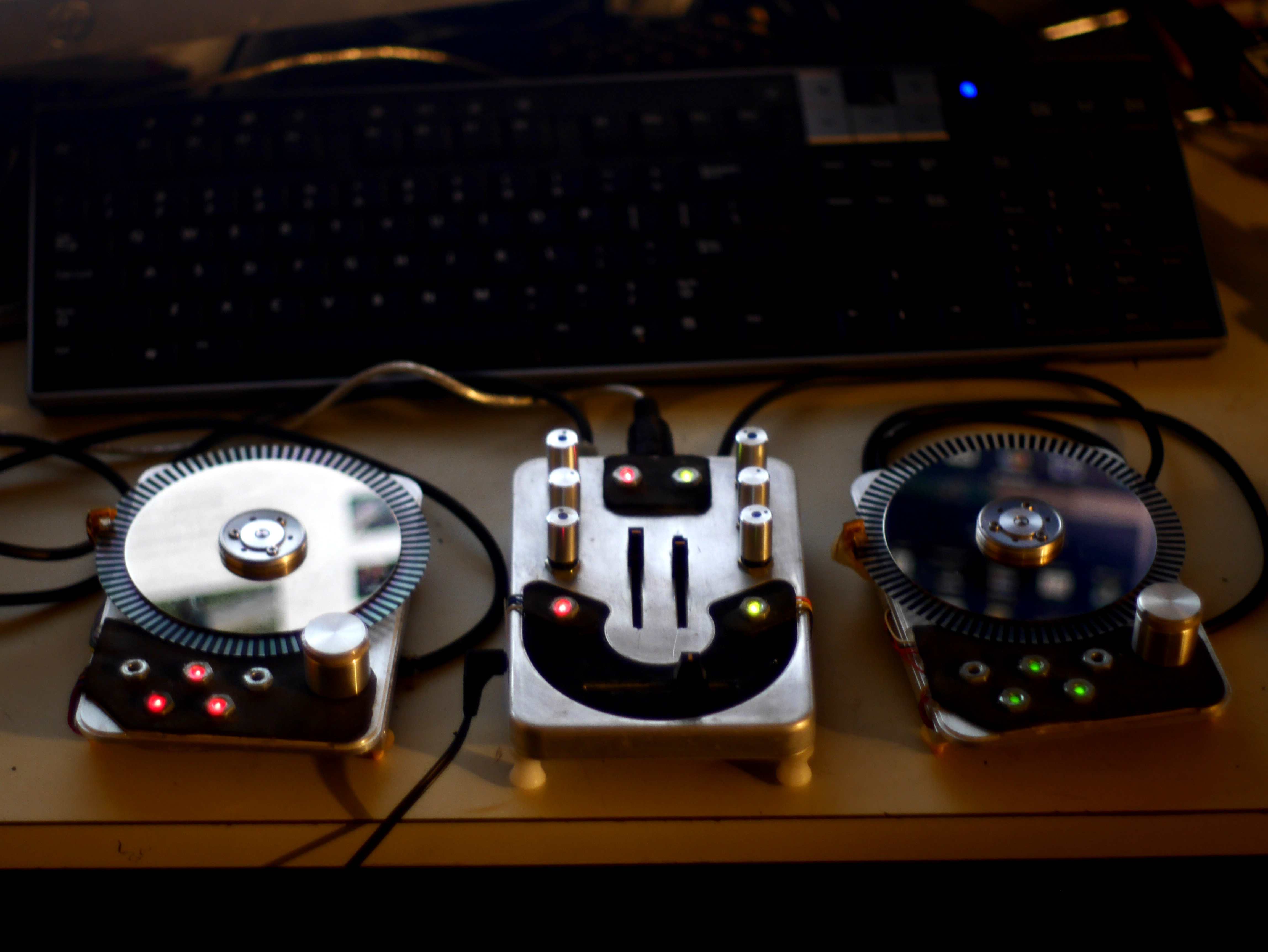 Custom MIDI controller made from hard drives.